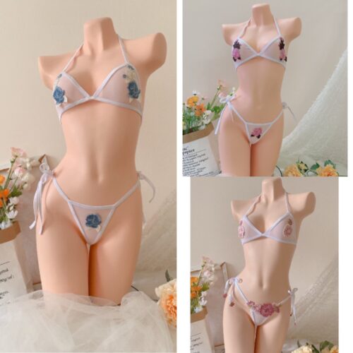 Set Đồ Lọt Khe Ren Hoa Lưới Trắng