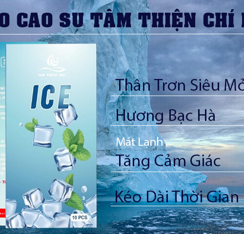 Bao cao su ICE siêu mỏng bạc hà the mát Tâm Thiện Chí - hộp 10 chiếc