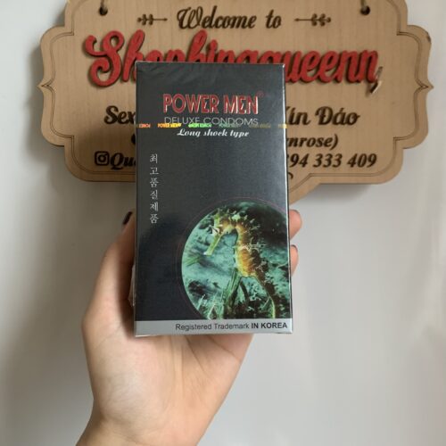 Bao Cao Su Power Men Long Shock Type Cá Ngựa Đen Gân Gai Kéo Dài Thời Gian (hộp 12 cái)