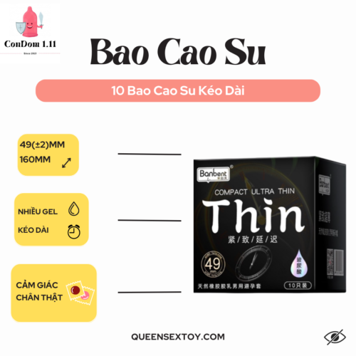 Bao Cao Su Thin Size 49mm siêu mỏng, kéo dài time, hương thơm
