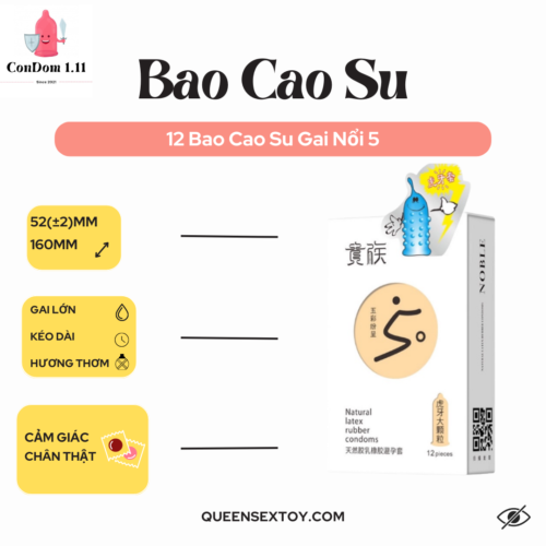 Bao Cao Su Số 5 Gai Nổi 12 Cái