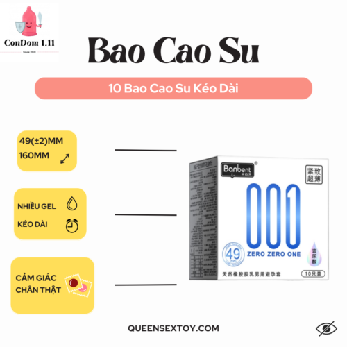 Bao Cao Su  0,01 size Nhỏ 49mm, siêu mỏng, hương thơm