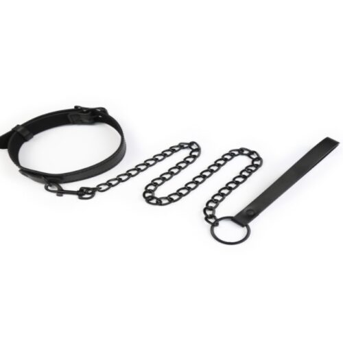Còng cổ kèm dây xích mảnh – da lì siêu đẹp bdsm